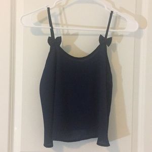 Chiffon navy blue crop tank blouse
